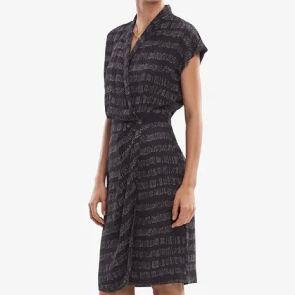 MM Lafleur Jasmine Faux Wrap Dress Tally Print V neck